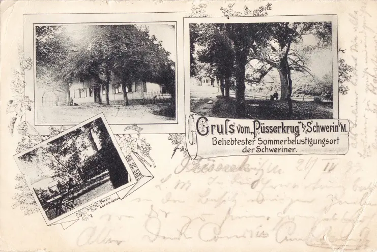 Historische Postkarte des Püsserkrugs um 1900